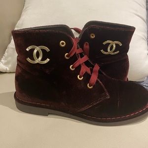 Chanel velvet ankle boots. Only red ones left in size 8 online!!!